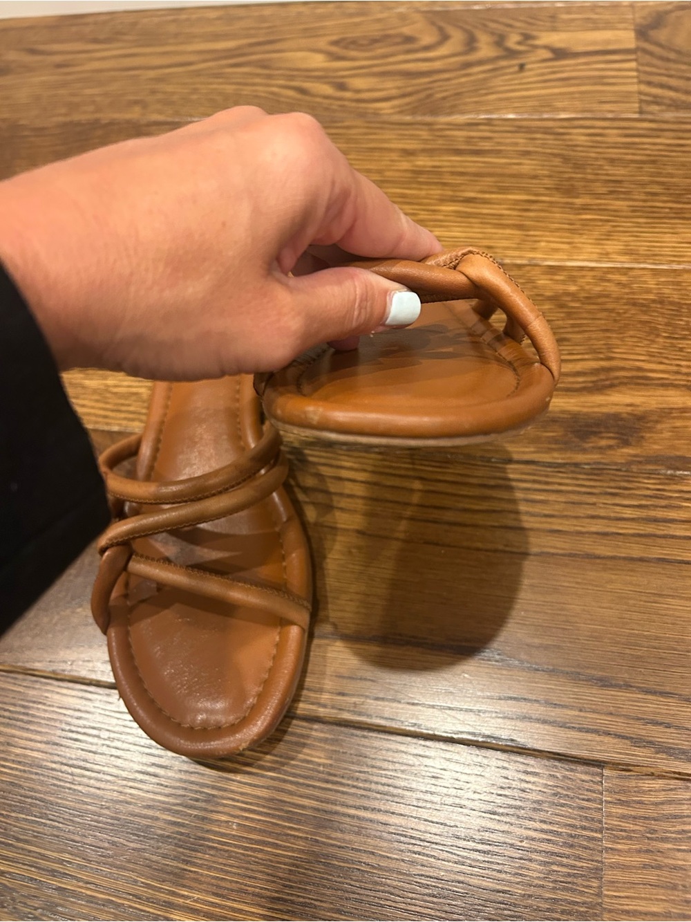 Madewell Cognac Leather Knotted Slide Sandals - Picture 3 of 5